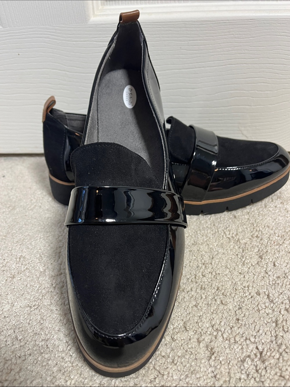 Dr. Scholl's Black Patent and Suede Women's Loafers